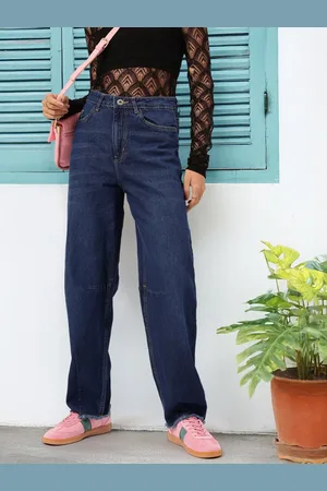 DressBerry Women Raw Hem Relaxed Jeans