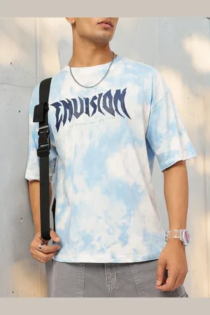 Kook N Keech Tie & Dye Typography Printed Drop-Shoulder Sleeves T-shirt