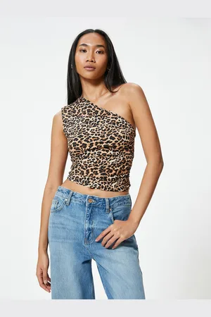 Koton Women Animal Printed One Shoulder Nylon Top