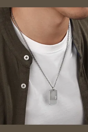 Police Men Stainless Steel Geometric Shaped Pendant With Chain