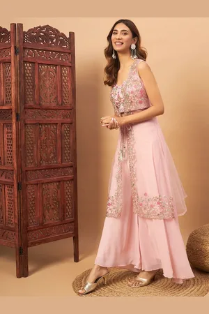 Chhabra 555 Embellished Co-Ord Set with Floral Resham & Zari Embroidered Long Jacket