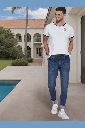 Mast & Harbour Men Navy Blue Slim Tapered Fit Mid-Rise Clean Look Stretchable Jeans