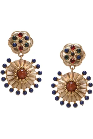 FLYING BERRY Gold Plated Multicoloured Circular Drop Earrings