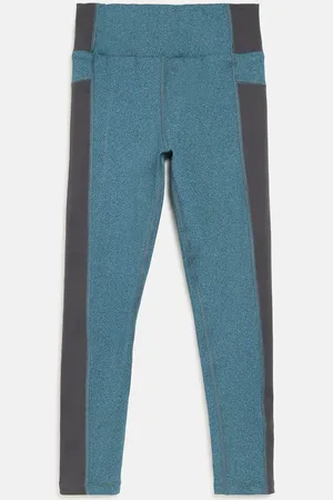 Chimprala Girls Green & Grey Solid Tights