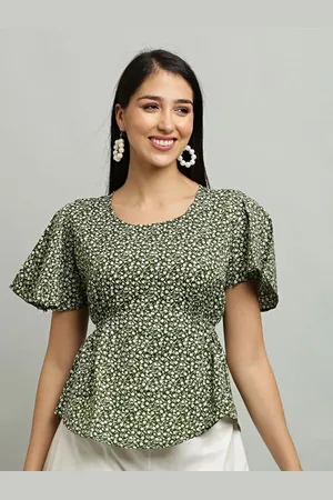 DEGE Women Floral Printed Crepe Top