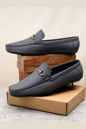 HERE&NOW Men Round Toe Laser Cuts Penny Loafers