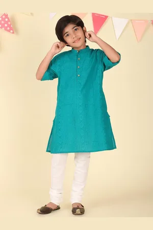 Fabindia Boys Ethnic Motifs Printed Flared Sleeves Thread Work Kurta
