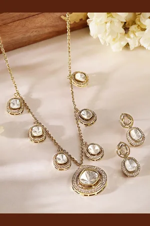 Priyaasi Gold-Plated AD-Studded Necklace and Earrings