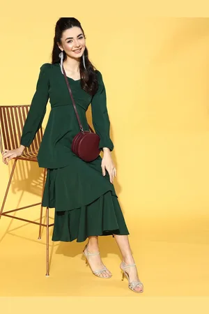 Berrylush Puff Sleeve Layered A-Line Maxi Dress