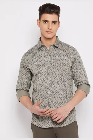 Duke Men Grey Slim Fit Floral Printed Casual Shirt