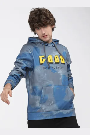 Highlander Men Blue Printed Hooded Sweatshirt