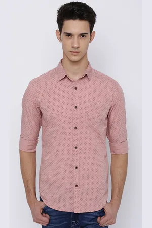 LocoMotive Men Pink Slim Fit Solid Casual Shirt