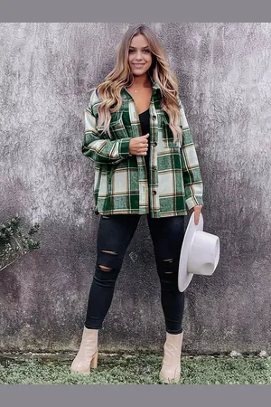 Stylecast Women Relaxed Fit Spread Collar Tartan Checked Casual Shirt