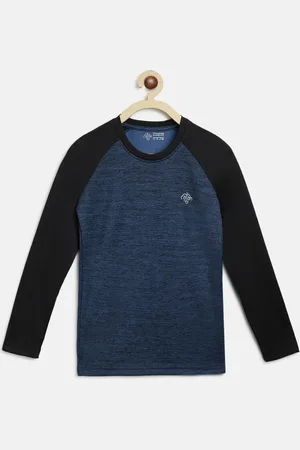 Chimprala Boys Navy Blue & Black Solid Round Neck Sports T-shirt