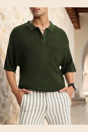 Kook N Keech Utility Party Rib Knit Polo Collar Oversized T-shirt