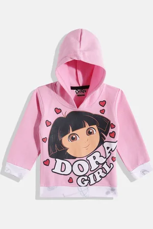 Eteenz Girls Dora Printed Cotton Hooded Sweatshirt