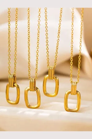 DressBerry Set Of 4 18K Gold-Plated Stainless Steel Pendant With Chain