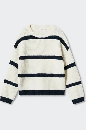 MANGO Girls Striped Round Neck Pullover
