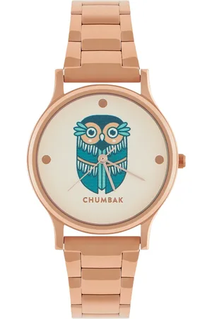 TEAL White Dial With Vintage Owl Detail Metal link Strap Analoge Watch