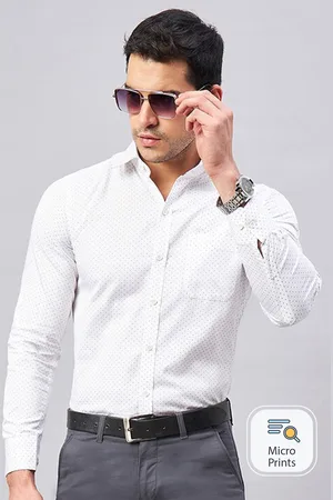LOUIS STITCH Spread collar Long Sleeves Opaque Printed Formal Shirt