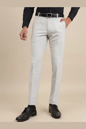 JADE BLUE Men Textured Mid-Rise Slim Fit Trousers