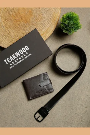 Teakwood Leathers Men Brown Leather Accessory Gift Set