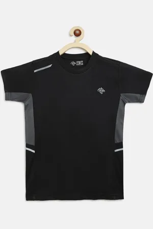 Chimprala Boys Black Solid Round Neck Sports T-shirt