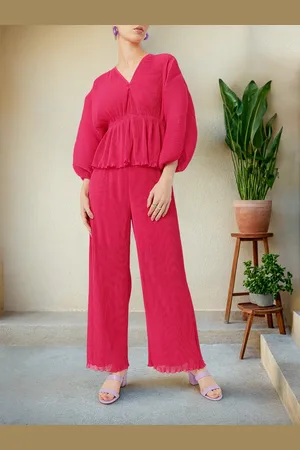 DressBerry Radiant Charm Kimono Accordion A-Line Top And Trousers Co-Ords