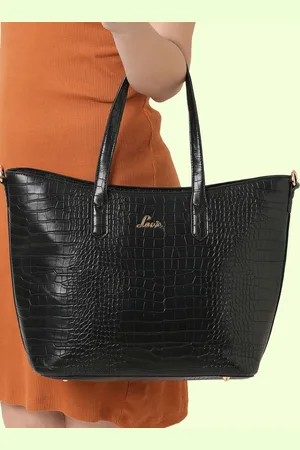 LAVIE Women Hailon Black Animal Textured PU Structured Large Tote Bag
