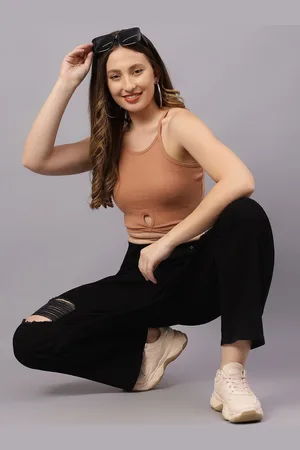 Staycation Mystique Women Mildly Distressed Wide Leg Jeans