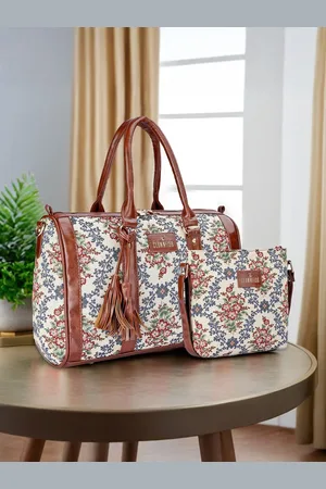 THE CLOWNFISH Women Linda & Lorna Floral Printed Bowling Handheld Bag With Sling Bag