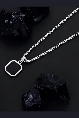 KARISHMA KREATIONS Unisex Silver Plated Stainless Steel Pendants with Chains