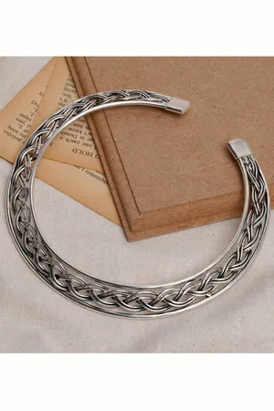 NVR Women German Silver-Plated Oxidized Statement Choker Necklace