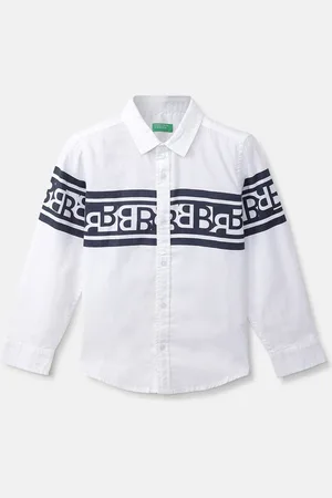 Benetton Boys White Printed Casual Shirt