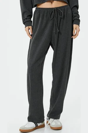 Koton Women Textured Straight Fit Trousers