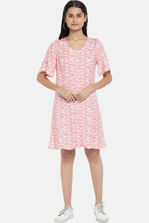 Pantaloons Pink Floral A-Line Dress