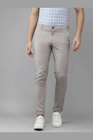 U.S. Polo Assn. U S Polo Assn Men Grey Slim Fit Mid-Rise Trousers