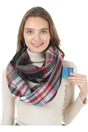 JC Collection Women Black & White Checked Scarf