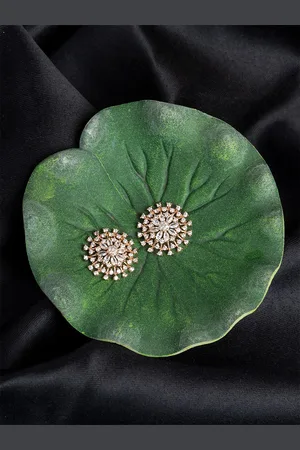 HOUSE OF ARLI Rhodium-Plated Floral Studs Earrings