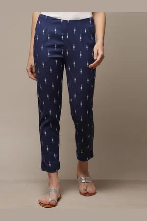 Biba Women Printed Relaxed Straight Leg Straight Fit Cropped Cigarette Trousers
