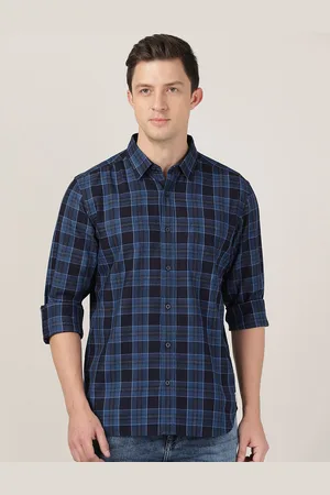MERCHANT MARINE Men Blue Cotton Classic Slim Fit Tartan Checks Checked Casual Shirt