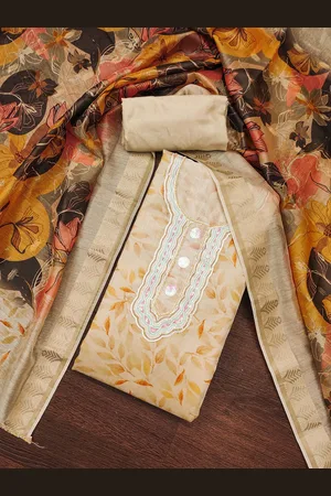 Ishin Floral Embroidered Beads and Stones Unstitched Dress Material