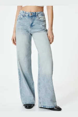 Koton Women Straight Fit High-Rise Clean Look Heavy Fade Stretchable Jeans