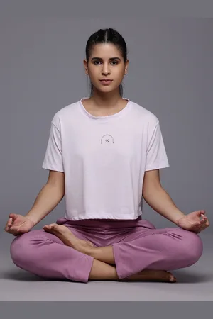 HRX Women Printed Pure Cotton Yoga T-shirt
