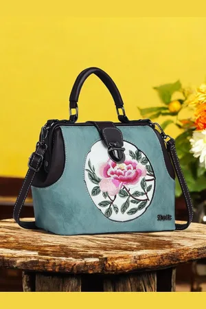 EXOTIC Women Floral Printed Structured Leather Sling Bag