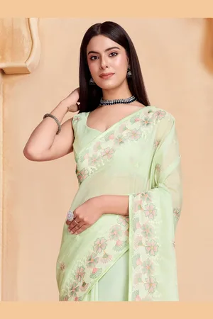 House of Pataudi Embroidered Organza Sarees
