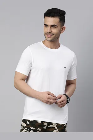Bushirt White Solid Half Sleeves T-Shirt
