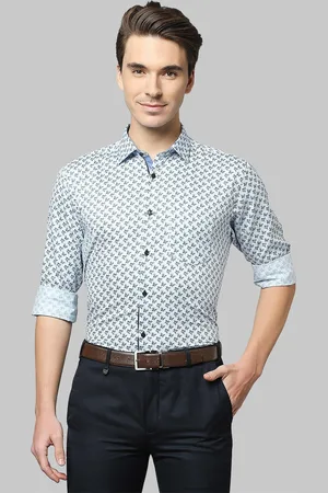 Park Avenue Men Blue Slim Fit Ditsy Floral Printed Formal Shirt
