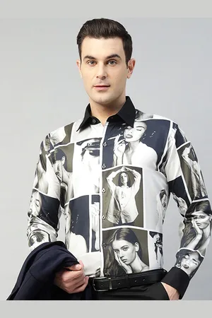 HANCOCK Men Premium Slim Fit Opaque Printed Party Shirt