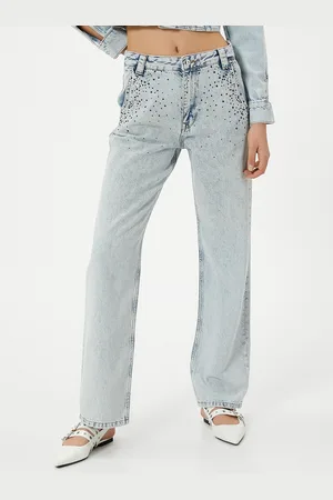 Koton Women Striped Straight Fit High-Rise Trousers